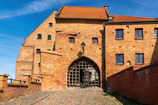 Beautiful ancient brick granaries and Water Gate in Grudziądz, Poland