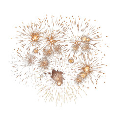 Obraz premium Champagne gold firework spray cluster sparkle light star festive celebration wedding holiday party glow effect