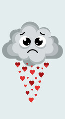 Fototapeta premium Sad Cloud with Red Hearts.