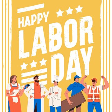 May 1st International labour day vector image. Social media design and working workers.