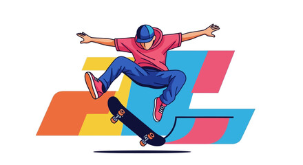 Obraz premium Teenager Performing Skateboard Trick.