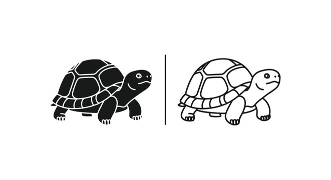 Turtle icons, black and white, vector illustrations, turtle graphics, animal symbols