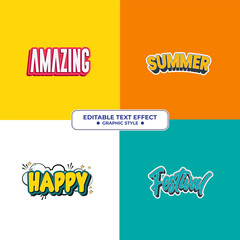 Set Editable text style effect - Amazing, Summer, Happy, Festival text style theme. © Artzi