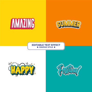 Set Editable text style effect - Amazing, Summer, Happy, Festival text style theme.