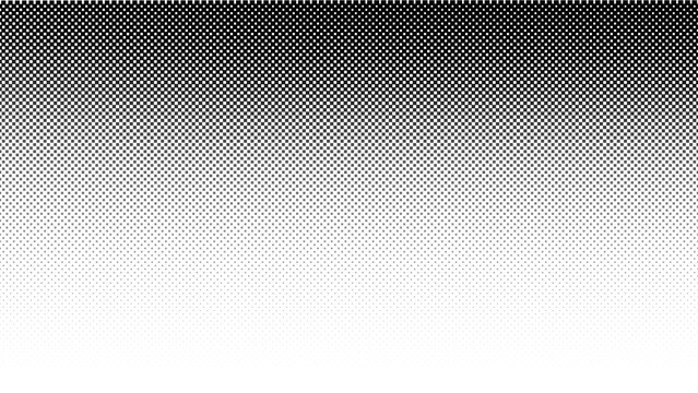Dotted halftone gradient texture isolated on transparent background. Vanishing polka dot pattern with fading comic pop art overlay. Black white seamless vector design element PNG