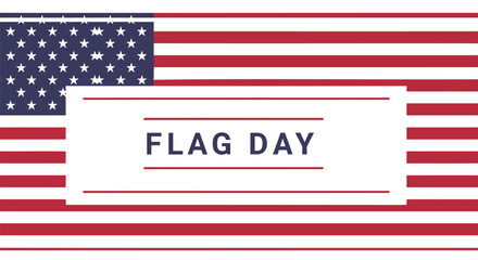 Fototapeta premium American Flag Day patriotic banner, United States national flag background with text frame, red white and blue stars and stripes vector illustration