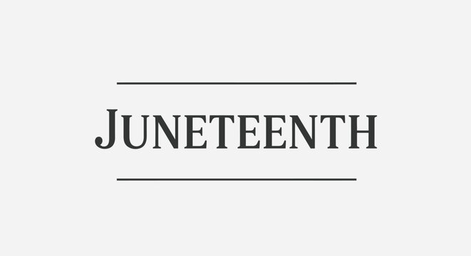 Juneteenth elegant typography design, minimalist black text on white background, Juneteenth holiday headline for social media and event posters