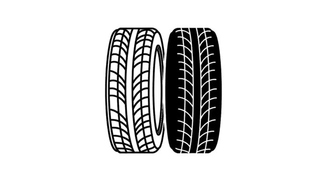 Vector illustration of two car tires with tread pattern on a transparent background