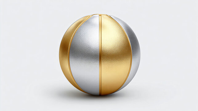 Luxury Gold and Silver Beach Ball Isolated on White &ndash; Metallic Summer Toy