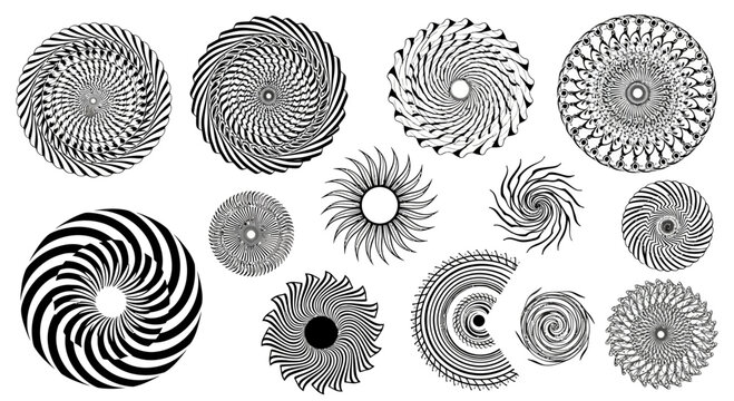 Abstract Swirl Patterns: Black and White Geometric Circular Designs Collection