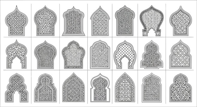 Intricate Islamic Archway Designs: Collection of Traditional Geometric Patterns