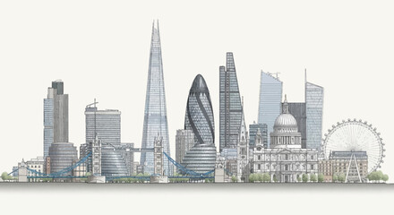 Obraz premium London Skyline Panorama: Iconic Landmarks and Modern Architecture