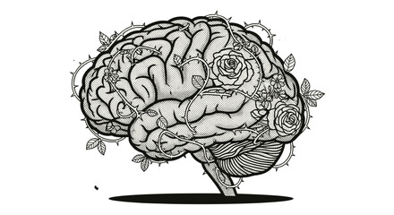 Fototapeta premium Illustration of a human brain with detailed anatomical features