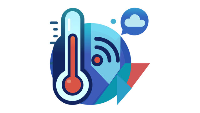 Smart home hub vector icon illustration with a thermometer for climate control, Wi-Fi connectivity symbol, and cloud computing bubble, ideal for IoT and automation technology design.