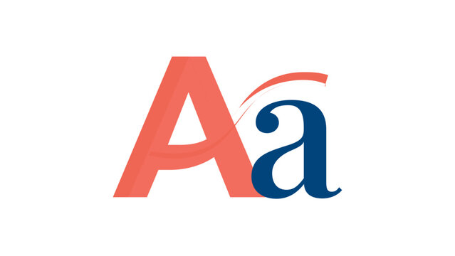 Stylized uppercase and lowercase letter A vector icon with a sleek coral and dark blue gradient, ideal for typography layouts, branding, minimalist logo design, and creative graphic resources.