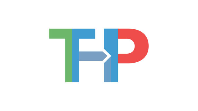 Modern Typography Vector Icon Illustration Featuring Stylized Letters T, H, and P in a Minimalist Geometric Design with Vibrant Green, Blue, and Red Colors for Branding and Graphic Design Projects