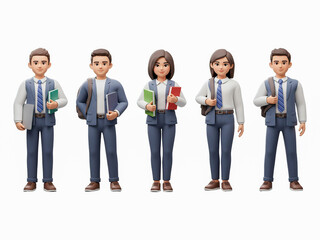 Fototapeta premium Animated students in professional business suits hold textbooks and backpacks while walking in this motion loop video