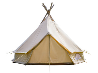 Isolated traditional style modern canvas bell tent, ideal for luxury outdoor glamping adventures © Andrei