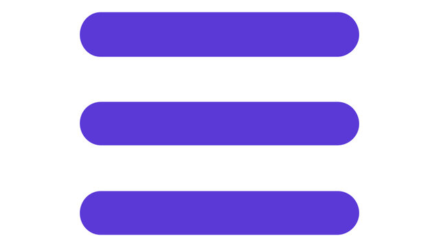 Modern blue and purple gradient hamburger menu vector icon illustration for web and mobile app user interface design, minimalist three horizontal bars symbol for navigation and settings menu.