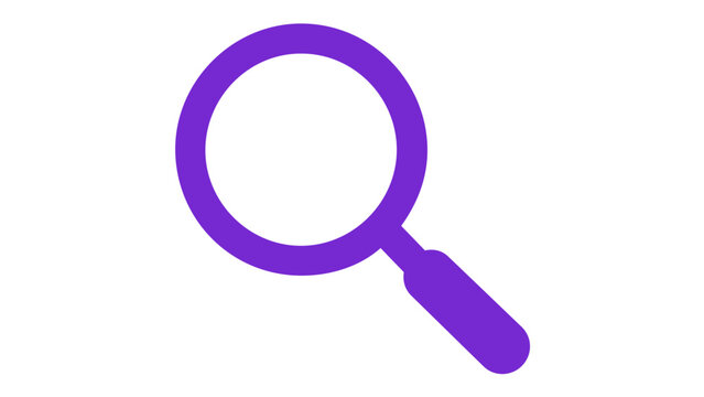 Blue and purple gradient magnifying glass vector icon illustration for web search, discovery, and investigation, minimalist flat design for modern user interface and digital applications.