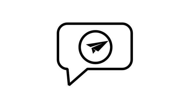 Healthcare Message Delivery Line Motion Icon. Animated message bubble with a paper plane symbolizing sending medical reports and online healthcare communication.