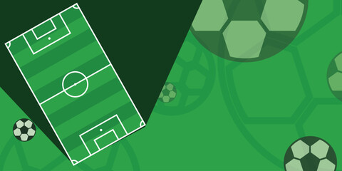 Flat Design Soccer Field Background with Green Geometric Shapes and Ball Elements for Sports Banner and Football Event Promotion Layout © AdyZakaria