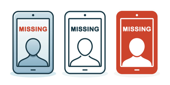 Missing Person Report on Mobile Phone Icon. Vector Illustration