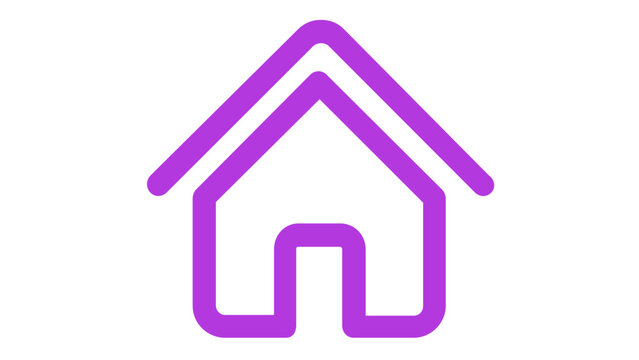 Minimalist house vector icon with a vibrant blue and purple gradient, perfect for modern UX/UI design, mobile apps, and website navigation menus, scalable AI-generated home symbol illustration.