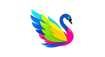 Fototapeta premium Colorful Abstract Swan Logo Design