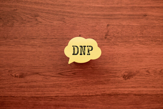 Eye-catching image of DNP text on speech bubble. The word stands for Distributed Network Protocol.