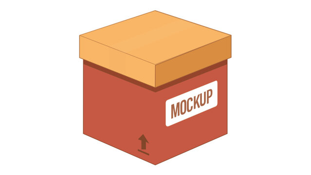 AI-generated vector illustration of a sustainable cardboard packaging box mockup with a lid and shipping icons, perfect for e-commerce, logistics, delivery, and retail branding design concepts.