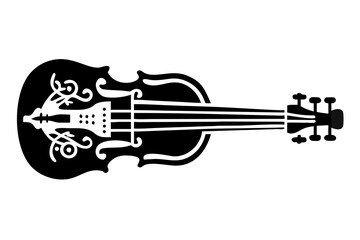 Fototapeta premium fiddle silhouette illustration for folk string musical instrument design