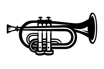 Obraz premium flugelhorn silhouette illustration for brass musical instrument jazz design