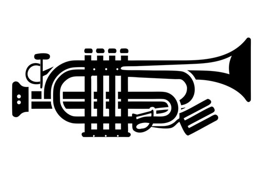 bass trombone silhouette illustration for brass orchestral musical instrument design