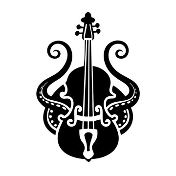 octobass icon silhouette illustration for orchestral music instrument design