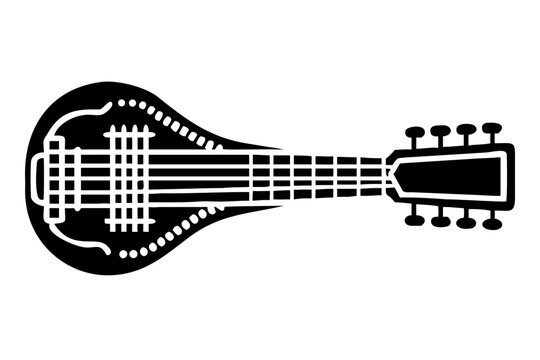 rabab traditional string musical instrument silhouette illustration for middle eastern folk music and cultural design