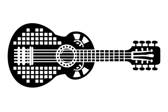 charango traditional string musical instrument silhouette illustration for folk and latin american music design