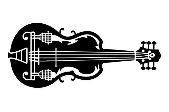 bass viol string musical instrument silhouette illustration for baroque classical orchestra and concert design