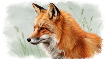 Obraz premium Red Fox Portrait in Field.