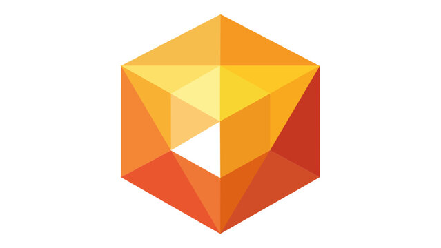 Abstract Geometric Hexagon Vector Icon Illustration, Modern Low Poly 3D Cube Design with Warm Orange and Yellow Facets, Minimalist Scalable Graphic for Digital Branding and Creative Projects