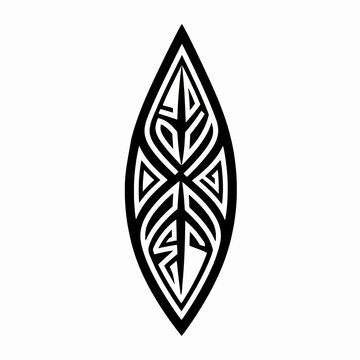 Intricate Black and White Polynesian Tribal Tattoo Design, Traditional Pacific Island Geometric Pattern, Symmetrical Maori Inspired Vector Art, Cultural Symbolism Graphic, Isolated on White.