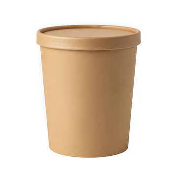 A standard brown kraft paper food container designed for holding hot soups or cold ice cream