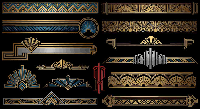 Art Deco Borders and Ornaments: Vintage Geometric Patterns for Design