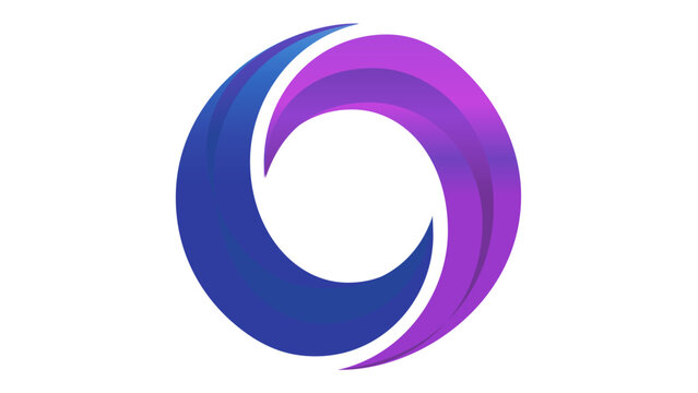 Vibrant blue and purple gradient circular swirl vector icon illustration, representing color theory, unity, and motion. Modern minimalist scalable graphic for logo design, branding, and creative