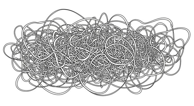 Tangled Mess of Lines: Abstract Chaos, Complexity, Confusion, and Intricacy