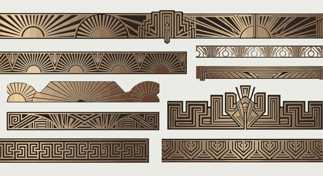Art Deco Borders and Ornaments: Geometric Patterns, Sunbursts, and Ornate Designs