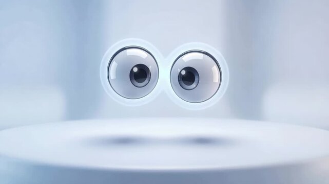 Cartoon eyes closeup with soft glowing pupils and playful animated look