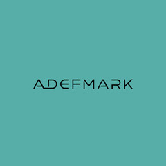 Fototapeta premium Minimalist ADEFM ARK logo design on teal background.