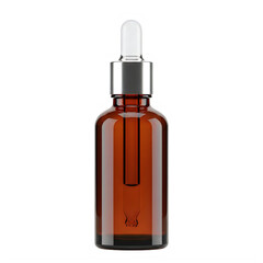 Naklejka premium Amber-toned essential oil dropper bottle with clear stopper isolated on transparent background png.