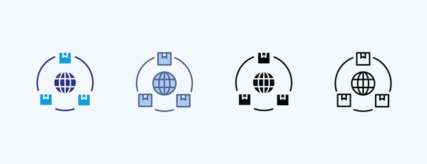 Shipping Route Multiple Icon Illustration Vector